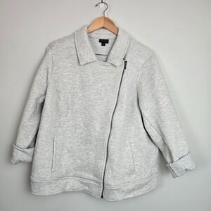 J.Jill Womens Wearever Moto Zip Jacket Heather Gray Size 2X Soft Knit Casual